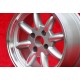 4 jantes Minilite 8x15 4x100 BMW 1502-2002 1500-2000tii 2000C CA CS 3 E21 E30 silver/diamond cut