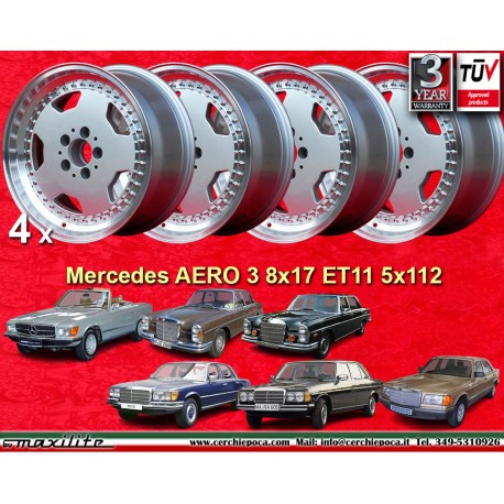 4 cerchi Aero 3 8x17 5x112 Mercedes 107 108 109 116 123 126 129  silver/diamond cut