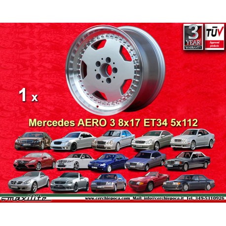 1 jante Aero 3 8x17 5x112 Mercedes 124 129 140 201 202 203 204 208 207 209 210 211 212 170 171 HO silver/diamond cut