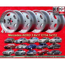 4 cerchi Aero 3 8x17 5x112 Mercedes 124 129 140 201 202 203 204 208 207 209 210 211 212 170 171 HO silver/diamond cut