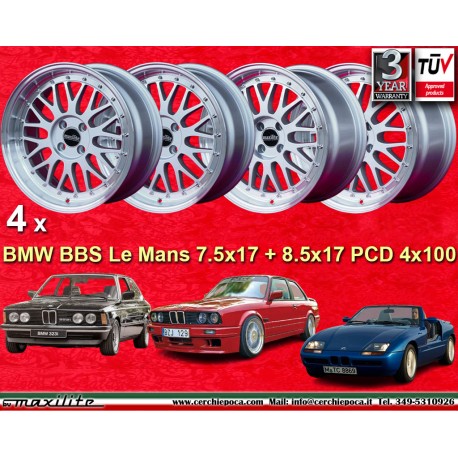 4 wheels BBS Le Mans 7.5x17 + 8.5x17 4x100 BMW BMW 3 series E30