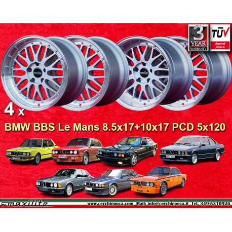 4 cerchi BBS Le Mans 8.5x17 + 10x17 5x120 BMW BMW M3 E30 5s E28 E34 E39 E61 7s E32 E38  8s E31