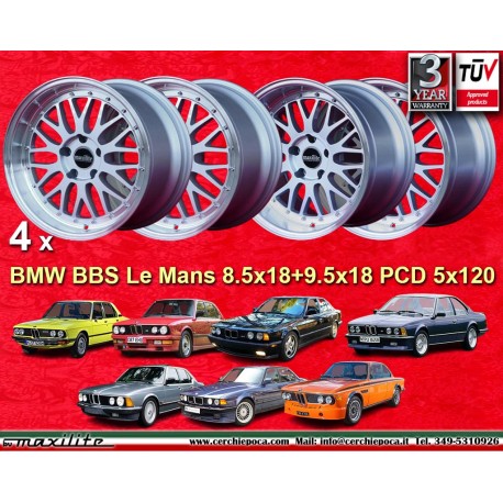 4 jantes BBS Le Mans 8.5x18 + 9.5x18 5x120 BMW BMW 5s E34 E39 7s E32 E38 8s E31