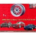 1 wheel BBS Le Mans 7.5x17 4x100 BMW E30  E30 3 series  silver/diamond cut lip