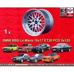 1 wheel BBS Le Mans 10x17 5x120 BMW BMW M3 E30 5s E28 E34 E39 E61 7s E32 E38  8s E31 silver/diamond cut lip