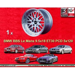 1 jante BBS Le Mans 9.5x18 5x120 BMW BMW series 3 E36 E46 Z3 Z4 silver/diamond cut lip