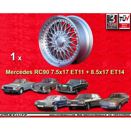 1 wheel RC90 7.5x17 5x112 Mercedes 123  123 107 108 109 116 126 silver/diamond cut