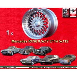 1 Felge RC90 8.5x17 5x112 Mercedes 123  123 108 109 116 107 126 silver/diamond cut