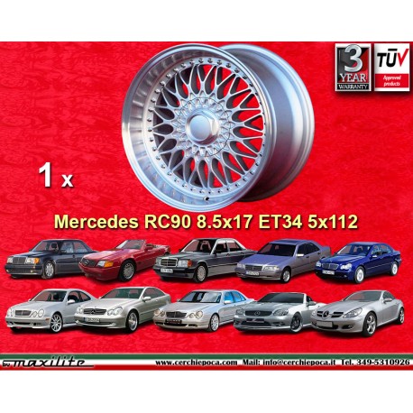 1 jante RC90 8.5x17 5x112 Mercedes 124  124 129 140 201 202 203 204 207 208 209 210 211 212 170 171 172 HO silver/diamon