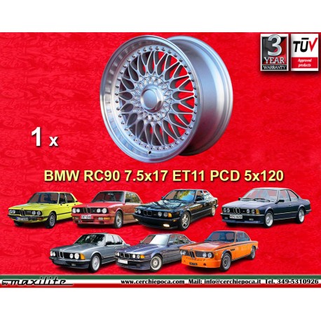 1 jante RC90 7.5x17 5x120 BMW E12  E12 E28 E34 5 series E24 6 series E23 E32 E3 E9 7 series silver/diamond cut