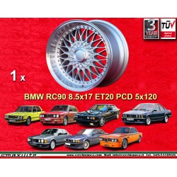 1 wheel RC90 8.5x17 5x120 BMW E34  E34 E12 E28 series 5 E24 series 6 E23 E32 E3 E9 series 7 silver/diamond cut