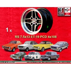 1 llanta RS 7.5x13 4x108 Ford Escort  Escort Mk1-2 Capri Cortina black/diamond cut