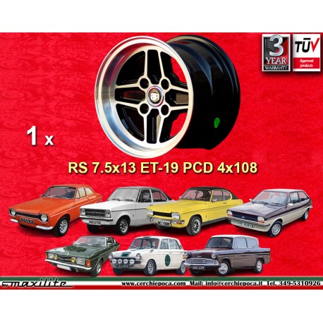 1 Felge RS 7.5x15 4x108 Ford Escort Mk1-2 Capri Cortina black/diamond cut