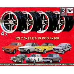 4 cerchi RS 7.5x13 ET-19 4x108 Ford Escort  black/diamond cut