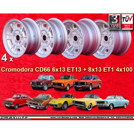 4 wheels Cromodora CD30 6x13 + 8x13 4x100 BMW Opel Volkswagen  1502 1602 1802 2002 tii 3 E21 Kadett B-C Manta Ascona A-B