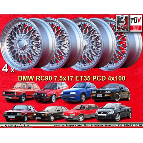1 llanta RC90 7.5x17 4x100 Volkswagen VW Golf 1-3 Scirocco 1-2 Jetta 1-2 Vento Passat 35i 3B 3BG BS Corrado EOS silver/d