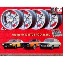 4 cerchi Alpine 5x13 ET24 + kit dadi KM15 126 3x150 Renault R12 