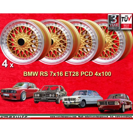 4 cerchi Super RS 7x16 ET28 4x100 Opel Volkswagen BMW E30  gold