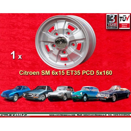 1 llanta SM Style 6x15 5x160 Citroen SM  SM ID DS Dsuper silver