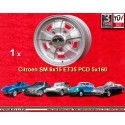 1 wheel SM Style 6x15 5x160 Citroen SM  SM ID DS Dsuper silver
