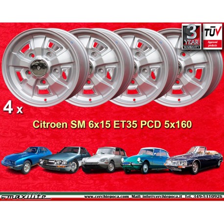 4 llantas SM Style 6x15 5x160 Citroen SM  SM ID DS Dsuper silver