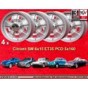 4 jantes SM Style 6x15 5x160 Citroen SM  SM ID DS Dsuper silver