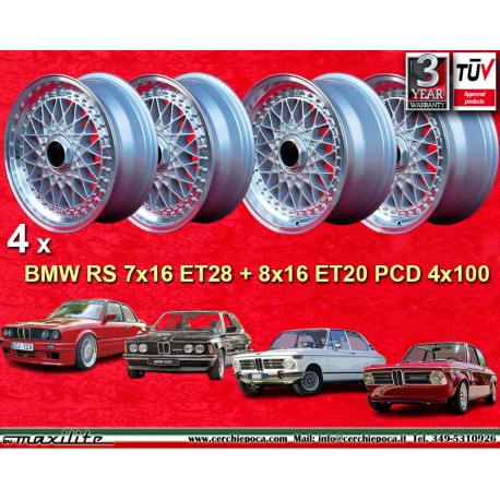 4 wheels Super RS 7x16 + 8x16 4x100 BMW Opel Volkswagen 3 serie E21 E30 Volkswagen Golf 1-3 Scirocco 1 2 Jetta 1 2 Vento
