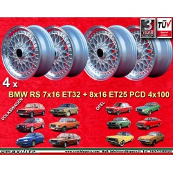 4 cerchi Super RS 7x16 ET32 + 8x16 ET25 4x100 Opel BMW Volkswagen Golf 