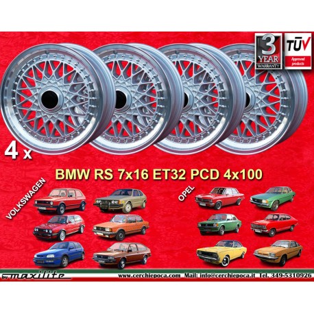 4 cerchi Super RS 7x16 ET32 4x100 Opel BMW Volkswagen Golf  silver/diamond cut