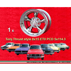 1 llanta Torq Thrust 8x15 5x114.3 American Motors Ford Chrysler Dodge Plymouth Lincoln Mercury Ford Mustang Falcon Fairl