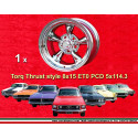 1 cerchio Torq Thrust 8x15 ET0 5x114.3 American Motors Ford Chrysler Dodge Plymouth Lincoln Mercury polished