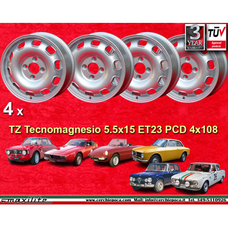 4 cerchi TZ 5.5x15 ET23 4x108 Alfa Romeo Giulia  silver