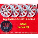 4 wheels Minilite 5.5x15 4x114.3 Triumph Saab Austin Healey Datsun MG MGB  MGB TR2 TR3 TR4 TR5 TR6 Saab 99 Datsun Roadst