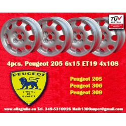 4 cerchi Speedline 6x15 ET19 4x108 Peugeot 205  silver